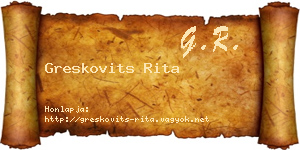 Greskovits Rita névjegykártya